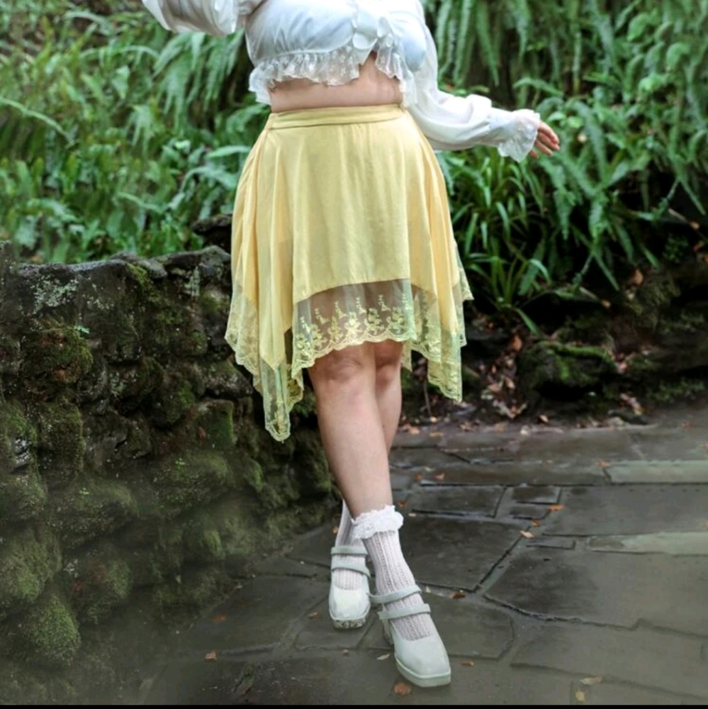 Yellow Lace Cottage Core Skirt